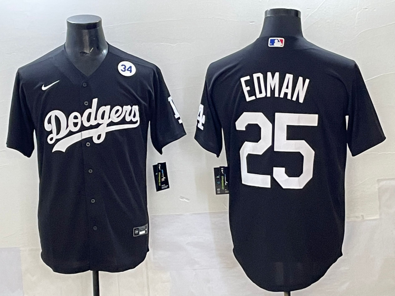 Men Los Angeles Dodgers #25 Edman black Nike MLB jersey style 5